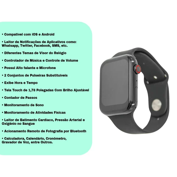 Relógio Smartwatch Android Ios Carregamento Por Indução Bluetooth C/ Pulseira Magnética K8 - Image 3